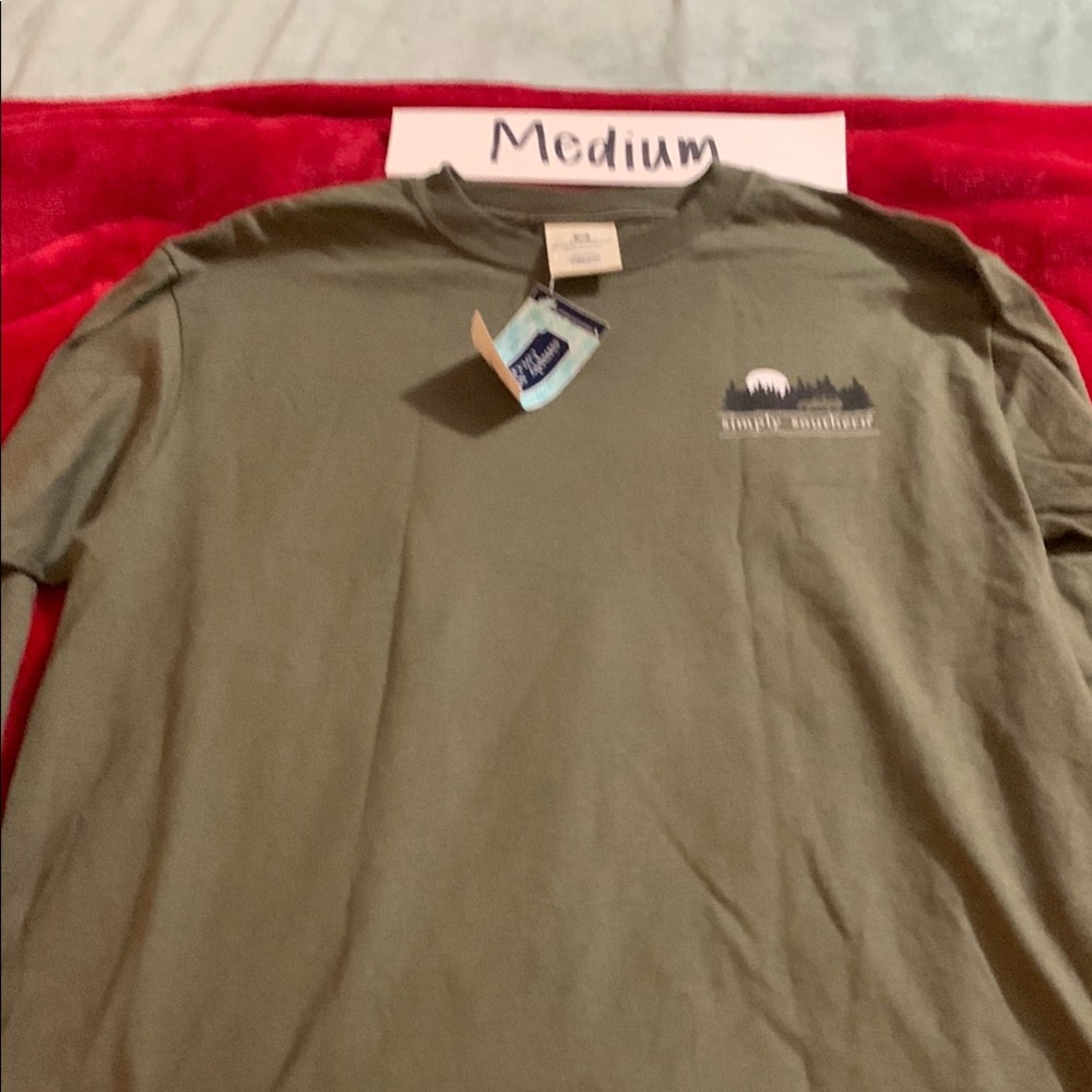 2/$25 Simply Southern Green Dog T-Shirt with Pink Sunglasses - Picture 2 of 2